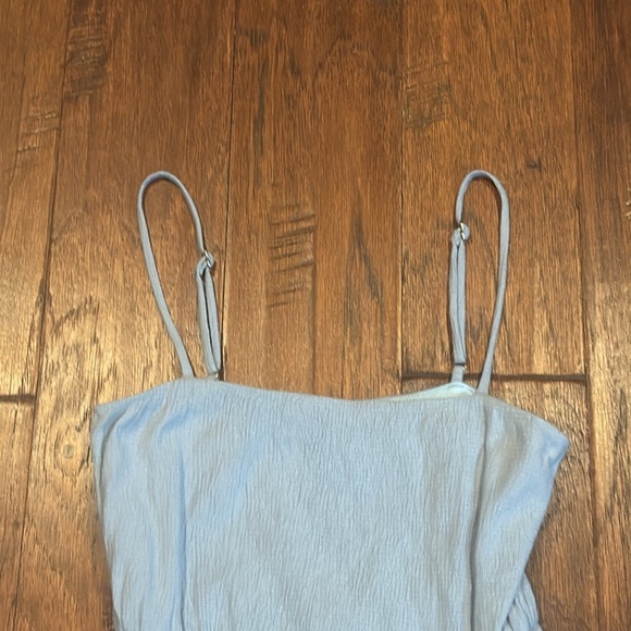 Small Privacy Please Blue Spaghetti Strap Mini Sundress - Picture 4 of 8